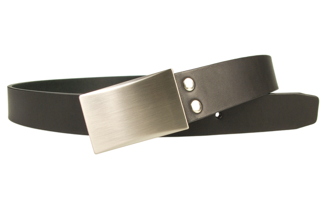 Mens Leather Belt With Plaque Buckle 