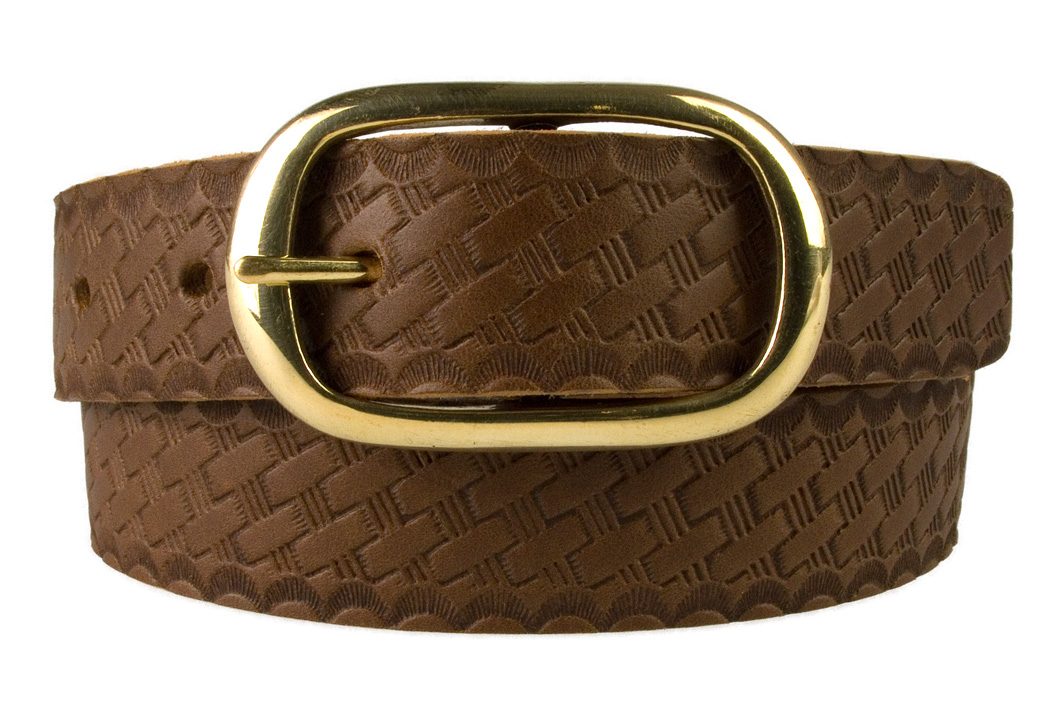 Ladies Retro Vintage Look Leather Belt - Front Rolled View