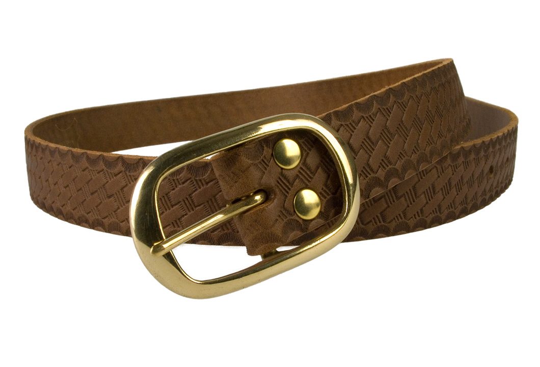 Ladies Retro Vintage Look Leather Belt - Open View