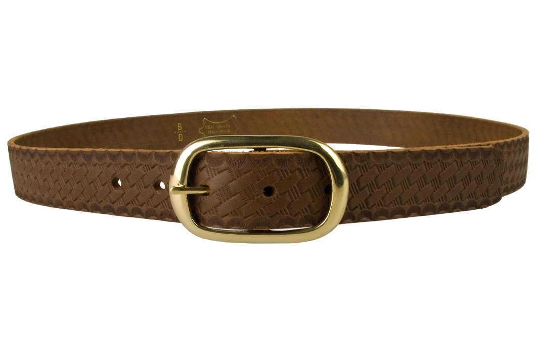 Ladies Retro Vintage Look Leather Belt - Front View