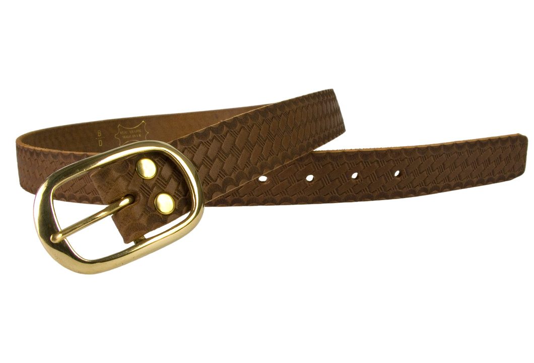 Ladies Retro Vintage Look Leather Belt - Open View 3 View