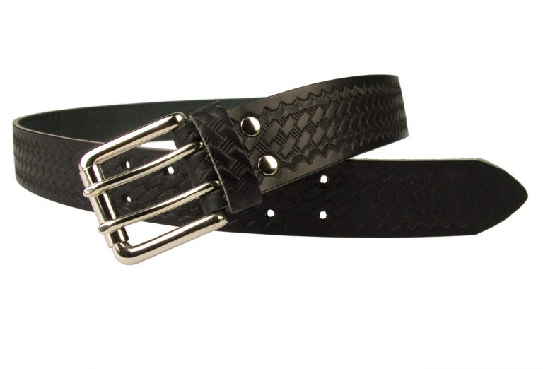 Basket Weave Embossed Leather Duty Belt MADE IN UK - Rivet Classic™ By ...