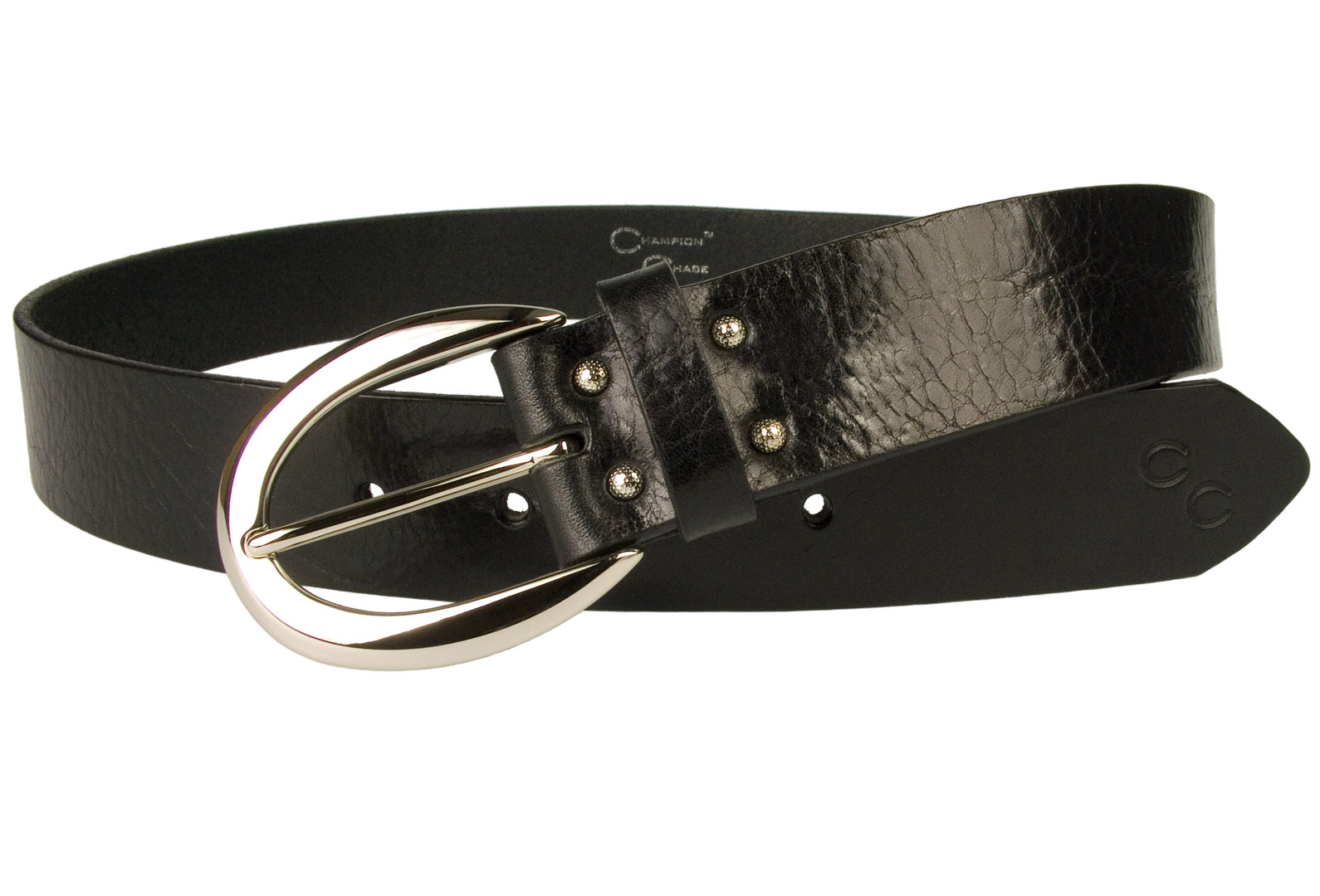 Womens Black Leather Jeans Belt Champion Chase